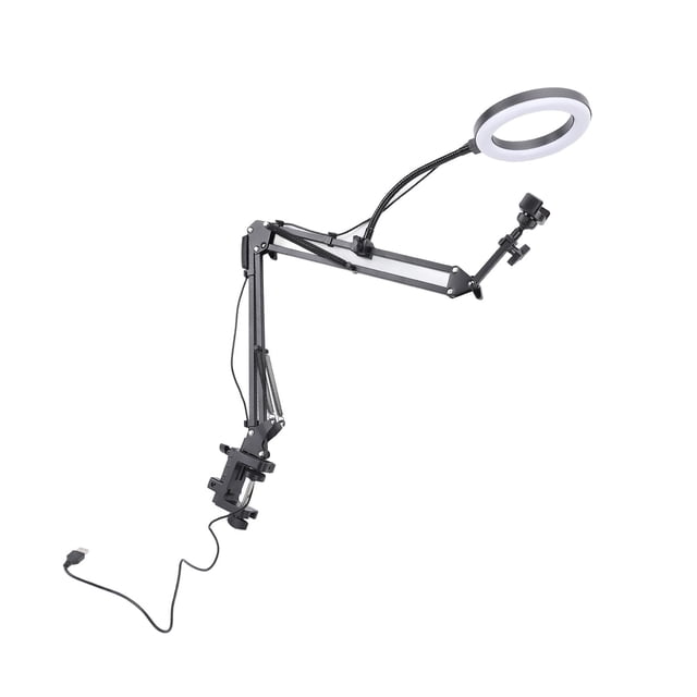 Soporte Aéreo Para Teléfono Con Anillo De Luz, ángulo Ajustable, 3 Temperaturas De Color, Anillo De Luz Para Selfie Con Soporte Para Teléfono Para Manicura