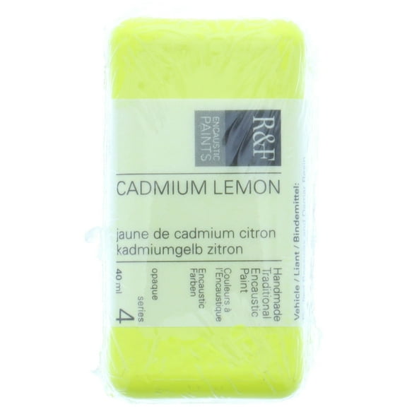 R&F Handmade Paints Encaustic Paint Cake, 40ml, Cadmium Lemon