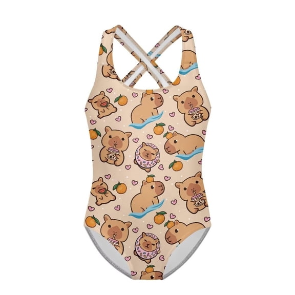 FUZHIQ Girls One Piece Swimsuits Bathing Suit for Girls Summer Beach Kids Sport Swimwear,9-10 Years