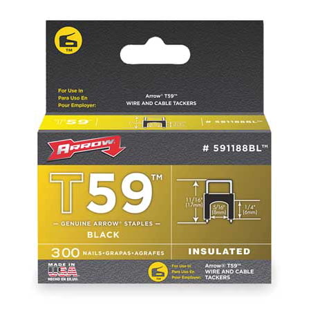 5/16 x 1/4-Inch Black Insulated Staple, 300 Count
