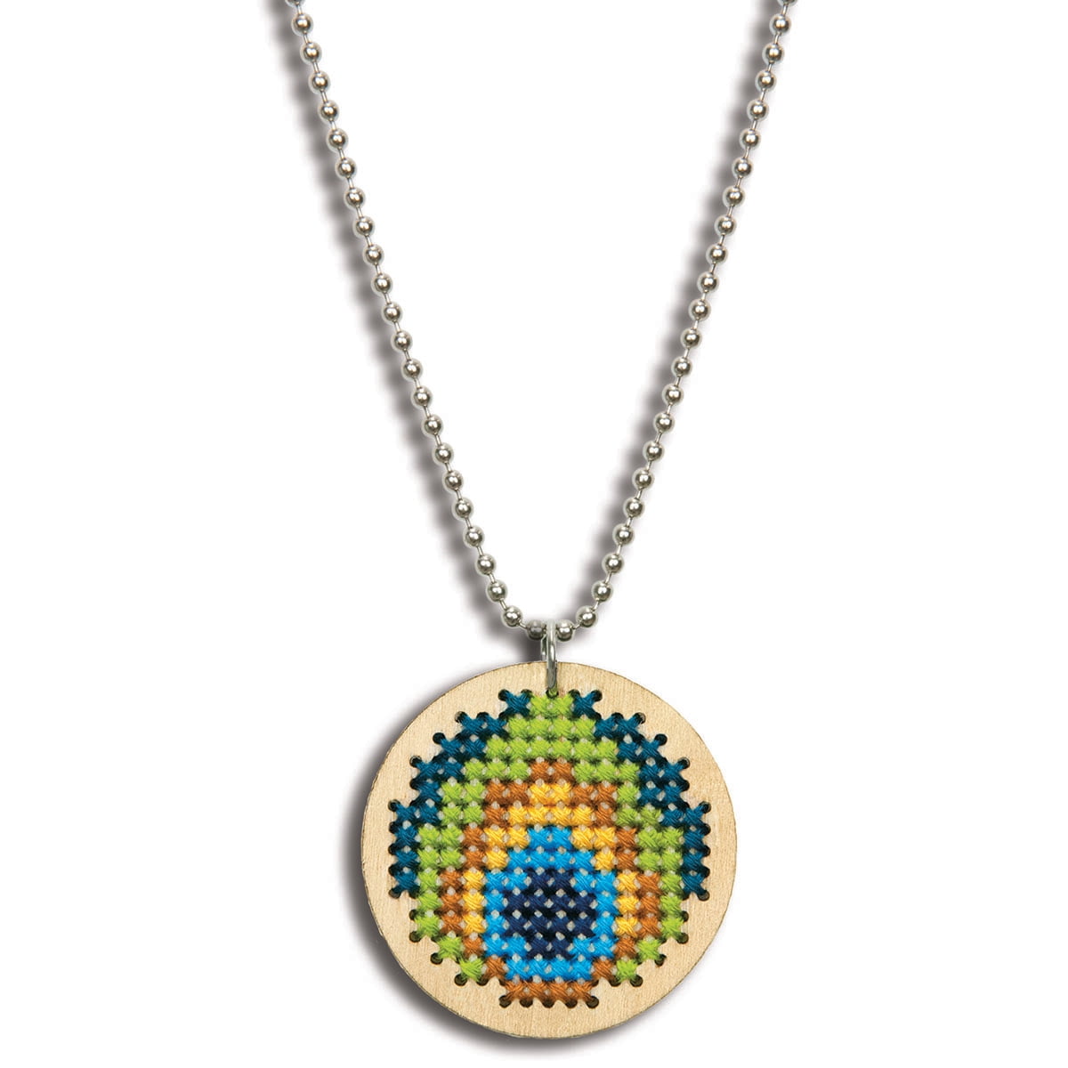 Large Wooden Jewelry Counted Cross Stitch Kit1.625" Round Peacock