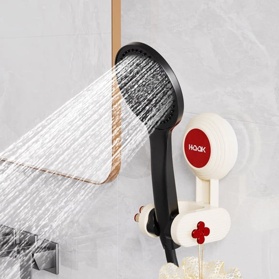 Shower Head Holder, Adjustable Suction Cup Shower Head Holder, No Drill Wall Mount Handheld Shower Wand Bearer Strong Suction for Tile Glass, Red