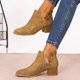 thumbnail image 3 of NECHOLOGY Botas Mujer Adulto Femenino Zapatos Botines de mujer Botas a la moda para mujer, botas de tacón con tacón grueso y borde con volantes, botas con tacón grueso al tobillo (Beige, 11), 3 of 7
