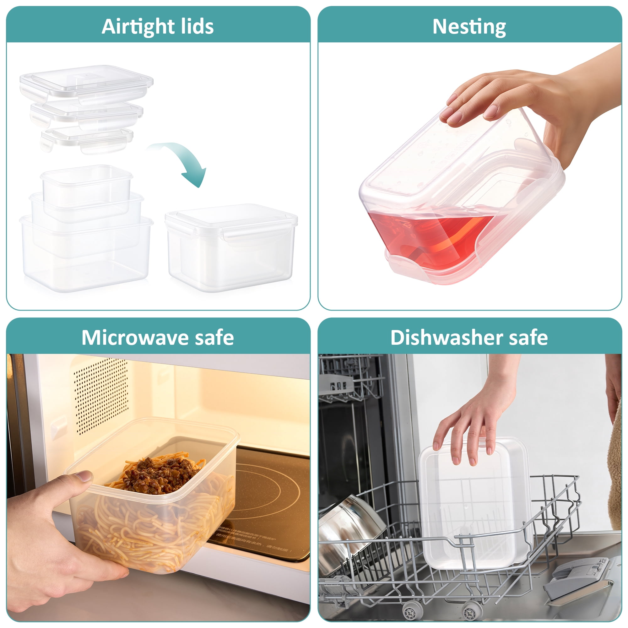 Sorbus 3-Pack Rectangular Food Storage Containers, Clear BPA-Free Plastic, Stackable & Nesting Meal Prep