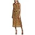 thumbnail image 3 of Donna Morgan Robe Chemise Sans Manches en Crêpe Bulle pour Femmes, Marron Moutarde/noir Multi, 12, 3 of 4