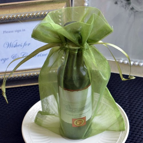 10 Sage Green Organza 6x9 Favor Pouches Gift Bags Drawstring Bags