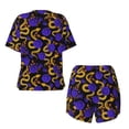 thumbnail image 5 of Lsque Golden Snake And Purple Rose Women's Short-Sleeved Pajama Set - 2 Piece Soft and Lightweight Sleepwear Set-Small, 5 of 9