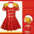 thumbnail image 7 of Yruioon Girls Honor Guard Circus Ringmaster Costumes Sequin Tassel Leotard Dress Halloween Cosplay Red 8, 7 of 7