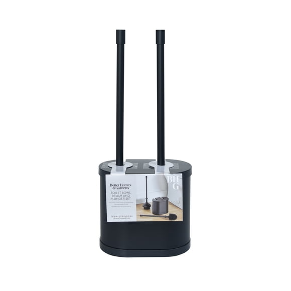 Better Homes & Gardens Toilet Bowl Brush Plunger Set, Black