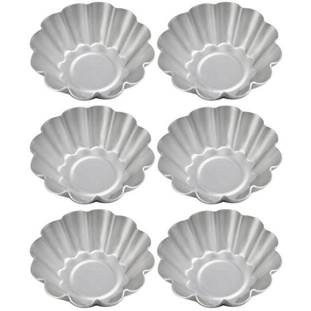 MasteelfCA 6pcs Aluminium Alloy Egg Tart Mold Nonstick Flower Shape Cake Baking Molds