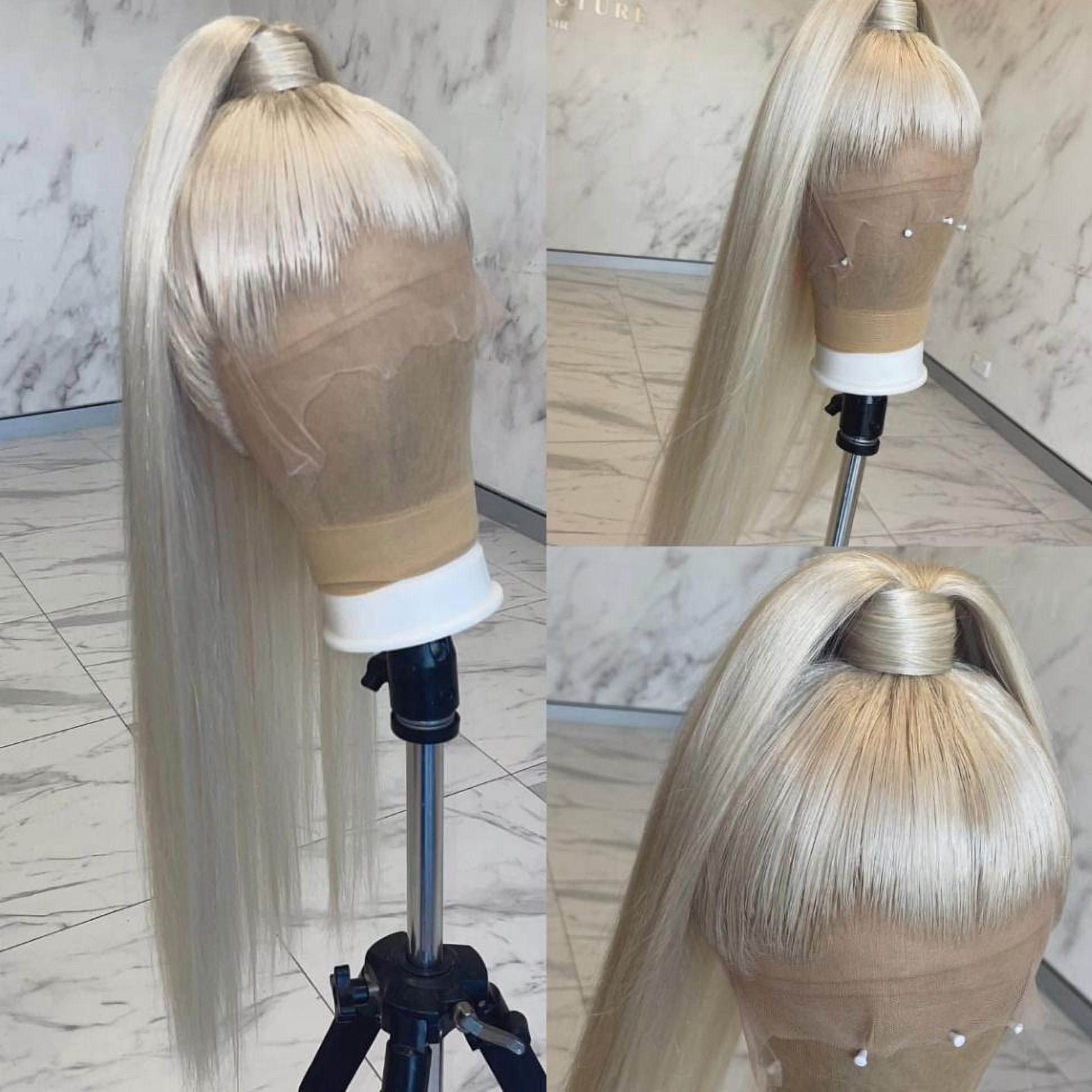Mscathy 180% Frosted Beige Colored HD 13x4 Lace Front Remy Brazilian Human Hair Wig Bleached Knots Ash Blonde Color 22Inch Straight Glueless Human Hair Wigs For Women