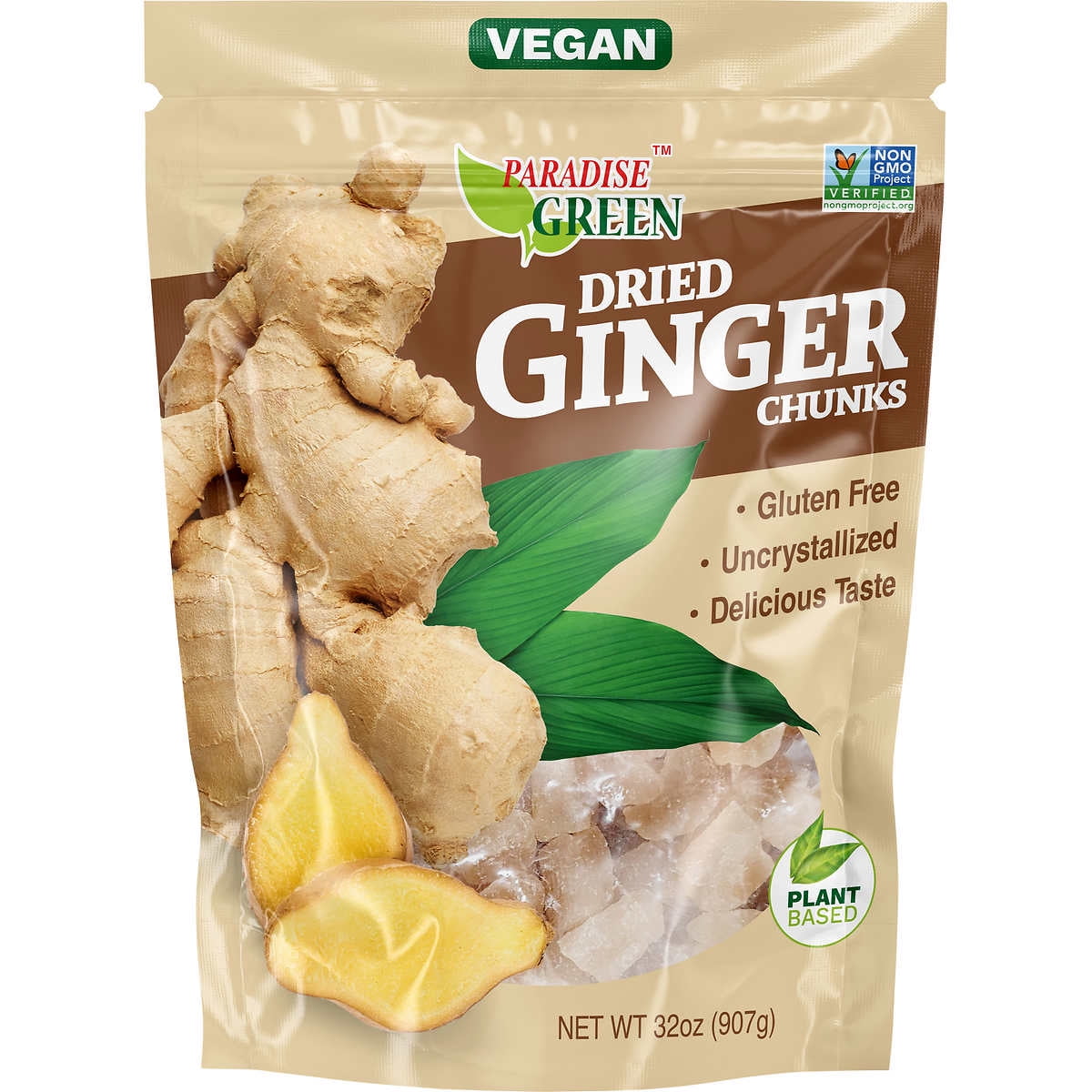 Paradise Green Dried Ginger Chunks, 32 oz