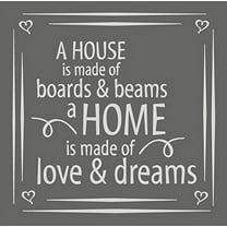A House Home Made with Love & Dreams Modern Wall Art Decals Vinyl Sticker, 12 x 12 , Warm Gray