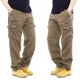 thumbnail image 5 of Mono de algodón sencillo, pantalones informales para hombre, cintura elástica, pantalones con múltiples bolsillos de talla grande, 5 of 5