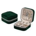 thumbnail image 4 of Plush Velvet Travel Jewelry Box Organizer |l Organizer | Small Jewelry Box For Women, Jewelry Travel Case | Emerald Velvet, 4 of 4