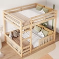 thumbnail image 3 of Tcbosik Full Over Full Size Bunk Bed with Built-in Ladder, Wood Bed Frame with Safety Guardrail, Space Saving, Easy Assembly, Natural, 3 of 9
