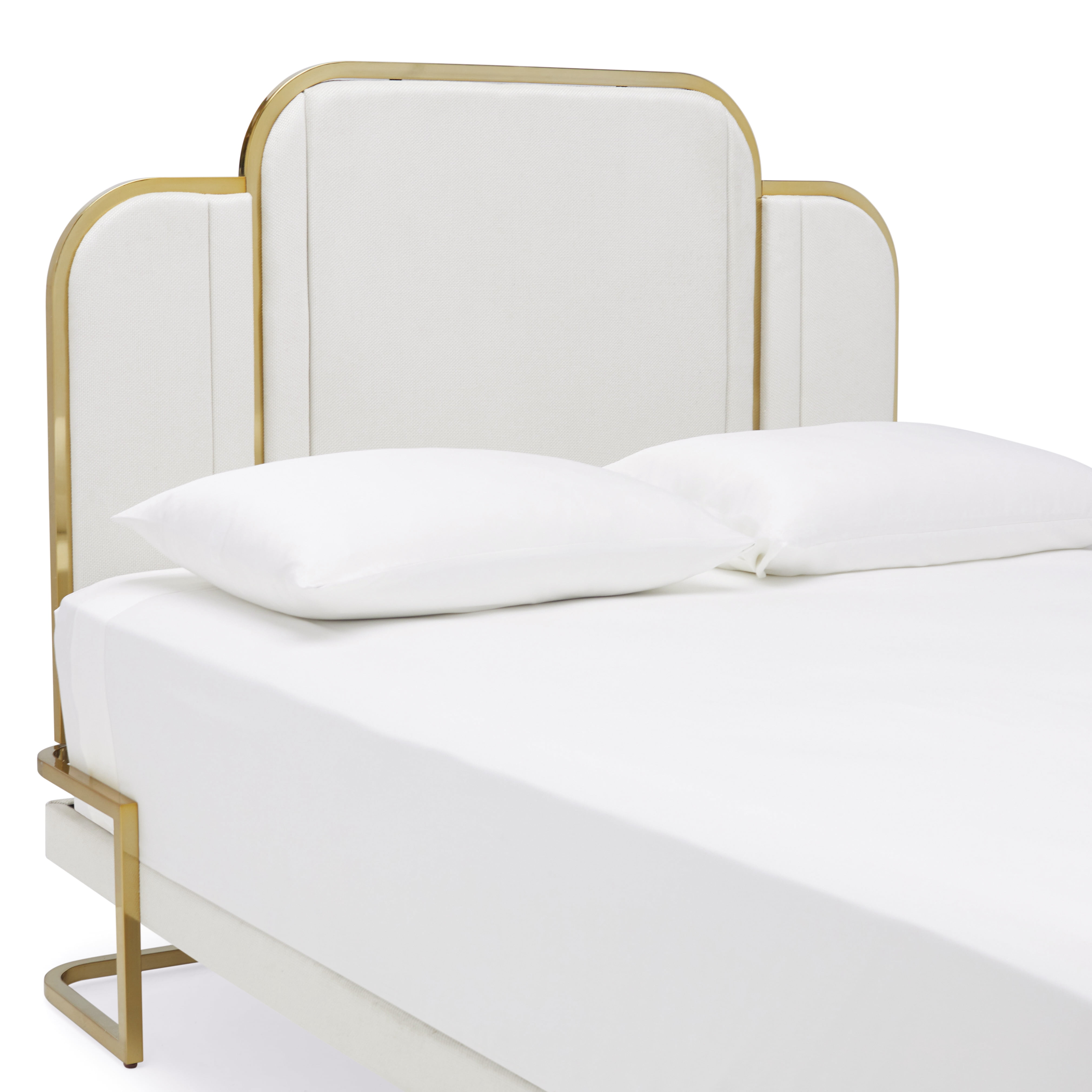 Modrn Glam Marni Upholstered Platform Bed King In Ivory Com