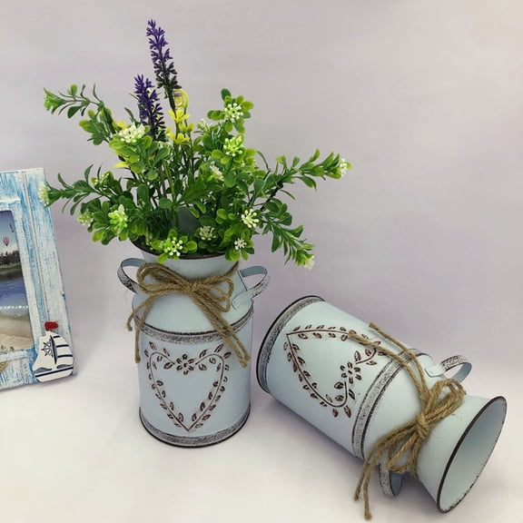 Niceauty Grey Vintage Metal Vase Farmhouse Style Flower Arrangement Container