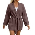 thumbnail image 5 of LNWUY Womens Belted Wrap Sweater Cardigan, Oversized V Neck Knit Coat, Solid Color Open Front Fall Winter Jacket Outerwear Brown Free Size, 5 of 6