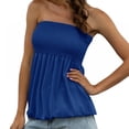 thumbnail image 4 of Summer Women's Solid Color Tops Wrapped Chest Strapless Shoulder Tube Top Pleated Design Top All-match, 4 of 7