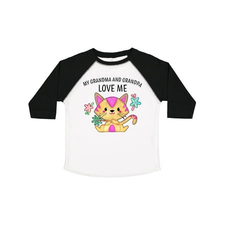 

Inktastic My Grandma and Grandpa Love Me with Cute Kitten and Flowers Gift Toddler Boy or Toddler Girl T-Shirt