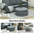 thumbnail image 4 of HOMCOM Tufted Ottoman, Velvet-feel Upholstered Foot Stool with Padded Seat, Round Ottoman Coffee Table for Living Room, Bedroom, Dark Gray, 4 of 9
