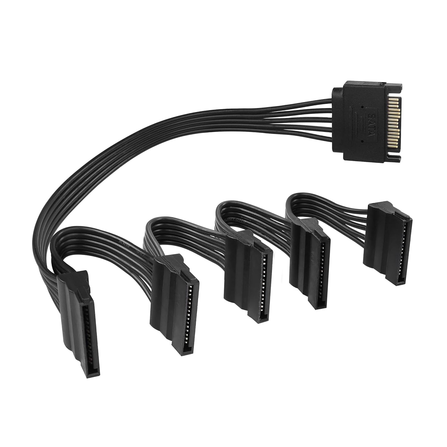 HRTGFD-SATA Power Extension Cable 15 Pin SATA 1 Male to 5 Female Splitter Hard Drive Cable for HDD、SSD、Optical Drives（1.6FT/50CM）