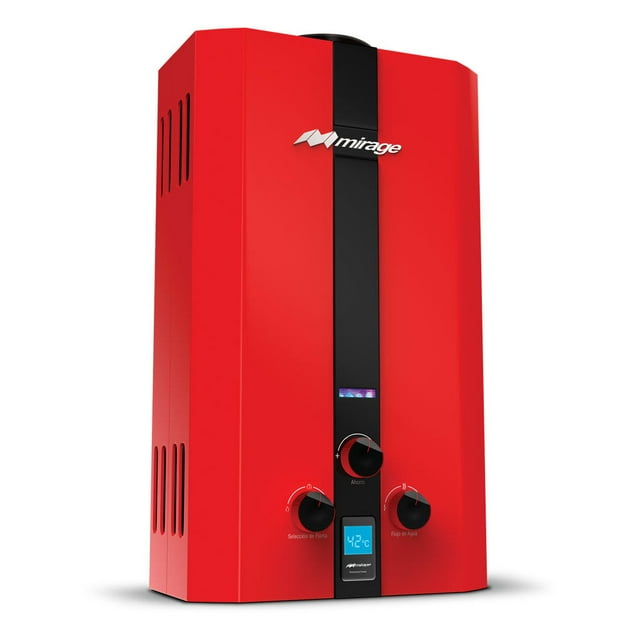 Boiler Calentador De Paso Flux Rojo Mirage 10 Litros Por Minuto Gas LP Mirage MBF10BB