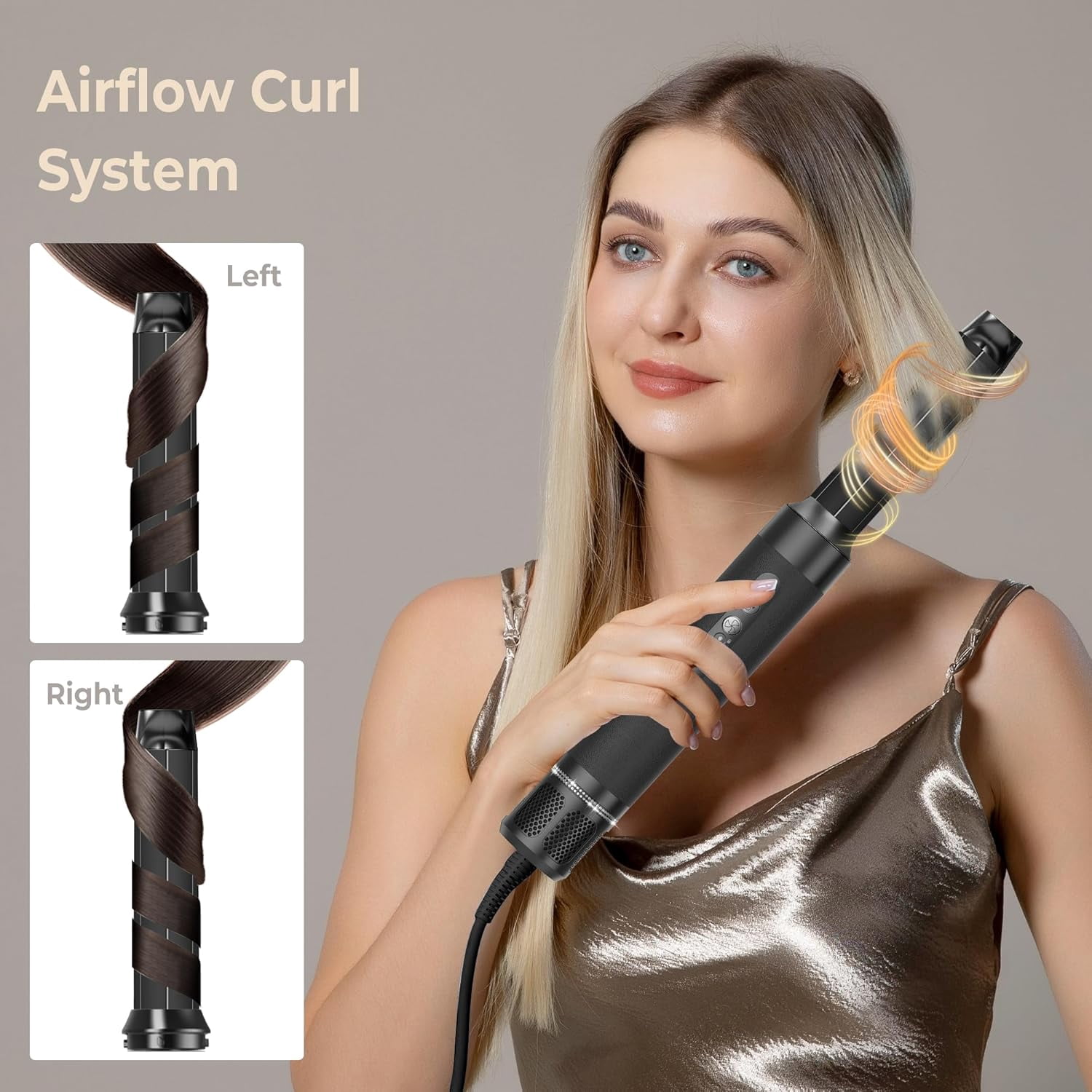 7-in-1 Blow Dryer Brush Set with Diffuser & Concentrator - 110,000 RPM High-Speed Negative Ionic Hair Dryer for Straight, Wavy & Curly Hair