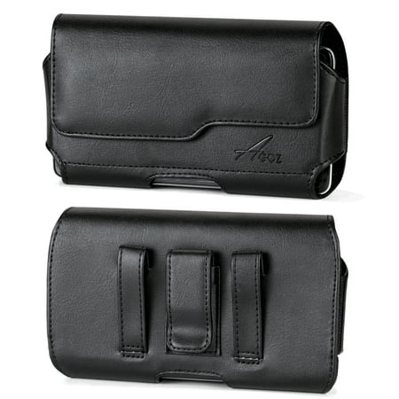 Zte Prelude 2 Z669 For ZTE Visible R2, Maven 3 Z835, Maven 2 Z831, Overture 3 Z851M, Prelude + Plus Z851, Midnight Pro LTE Z828TL, Premium Leather AGOZ Pouch Case Holster Cover with Belt Clip, Loops and Magnetic Closure ()