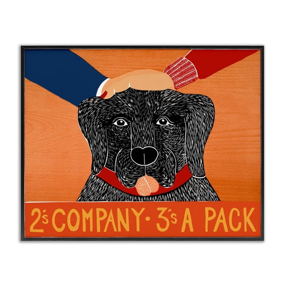 2's Company Dog Black Framed Giclee Art, design by Stephen Huneck