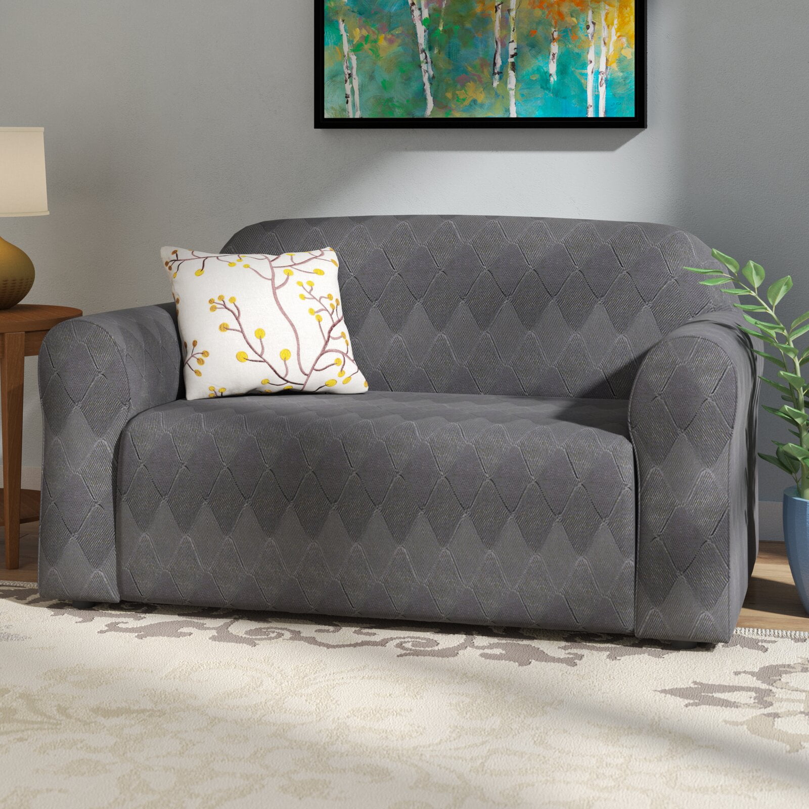 Levine Box Cushion Sofa Slipcover, Pieces Included One Piece, Stretch