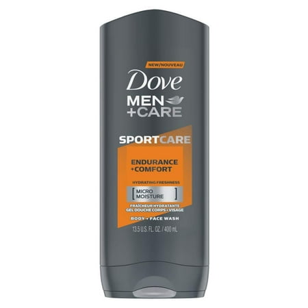 Dove Men + Care – Body + Face Wash – Sport Care – Endurance + Comfort – Net Wt. 13.5 FL OZ 400 mL Per Bottle – One 1 Bottle