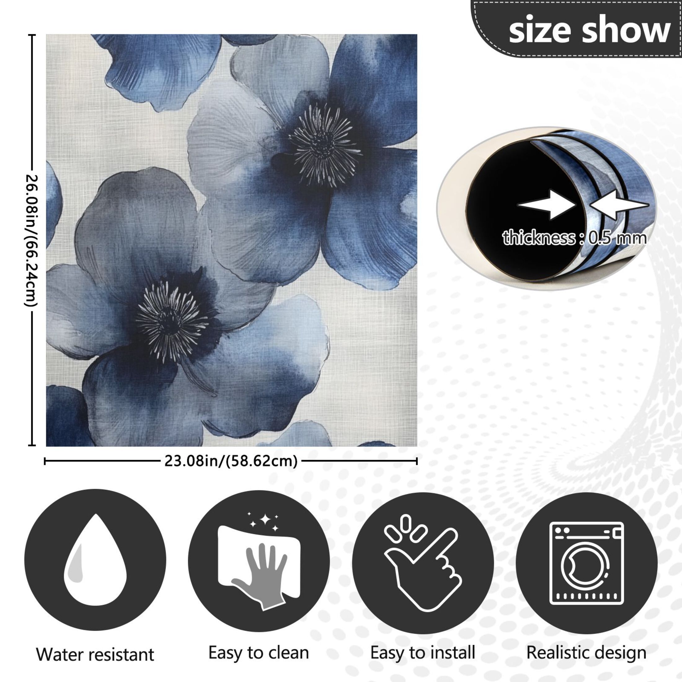 Dishwasher Magnetic Sticker 23x26 Inch Refrigerator Magnetic Sticker Washing Machine Magnetic Sticker Kitchen Panel Magnetic Sticker Home Decor Colorful Blue Flowers