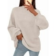 thumbnail image 2 of Women'S Fall Oversized Sweaters Chunky Knit Mock Neck Long Sleeve Casual Pullover Winter Clothes Cream White M, 2 of 7