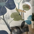 thumbnail image 5 of Navy Blue Green Floral Semi Sheer Curtains 72 Inch Length 2 Panels Set, Vintage Botanical Leaves Sheer Kitchen Curtain Privacy Voile Window Curtain for Living Room Bedroom Rod Pocket Drapes, 5 of 7