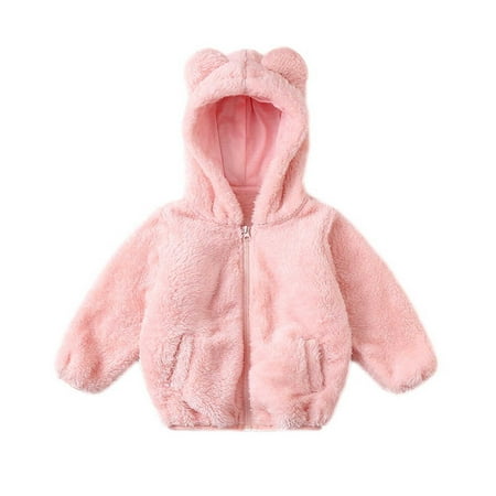 

Little Kids Bear Ears Hooded Zipper Fleece Jacket Outerwear 1-5 Years Toddler Boys Girls Sherpa Fuzzy Fall Winter Outwear