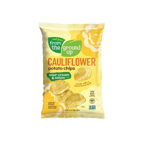 Real Food From The Ground Up Cauliflower Chips, 3.5 Ounces - 6 Pack Snack Bags (Sour Cream & Onion)