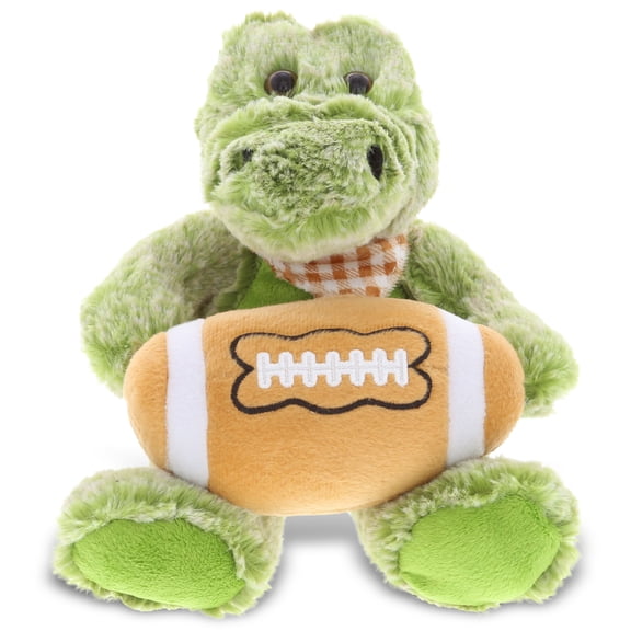 DolliBu Alligator Stuffed Animal with Football Plush - Soft Huggable Gator, Adorable Playtime Gator Plush Toy, Cute Zoo Animal Gift, Football Plush Doll Animal Toy for Kids and Adults - 8 Inch