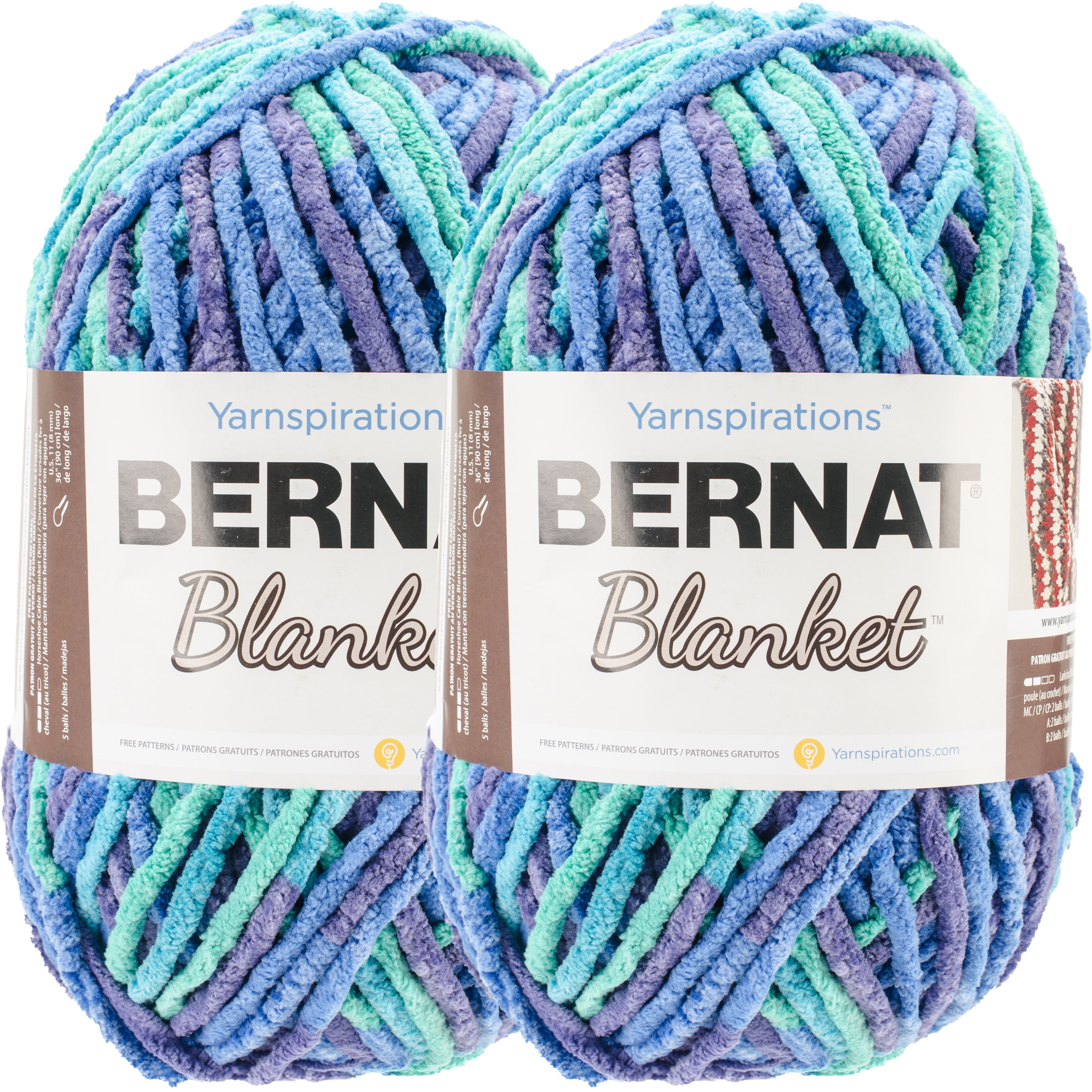 Bernat Blanket Big Ball Yarn-Ocean Shades, Multipack Of 2