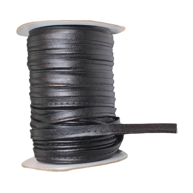 Jumpingount Cinta de encuadernación de cinta de polarización de pliegue de cuero de imitación para tuberías de costura de prendas de vestir Accesorios de disfraces Negro 50 yardas
