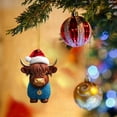thumbnail image 2 of Cow Christmas Ornaments for Tree Cute Acrylic Cartoon Western Highland Cow Hanging Decorations for Small Tree Home Cars Backpack Decor, 2 of 4