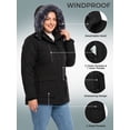 thumbnail image 5 of Wantdo Women's Recycled Plus Size Winter Coat Quilted Waterproof Winter Jacket Hooded Puffer Parka Jacket Black 4XL, 5 of 8