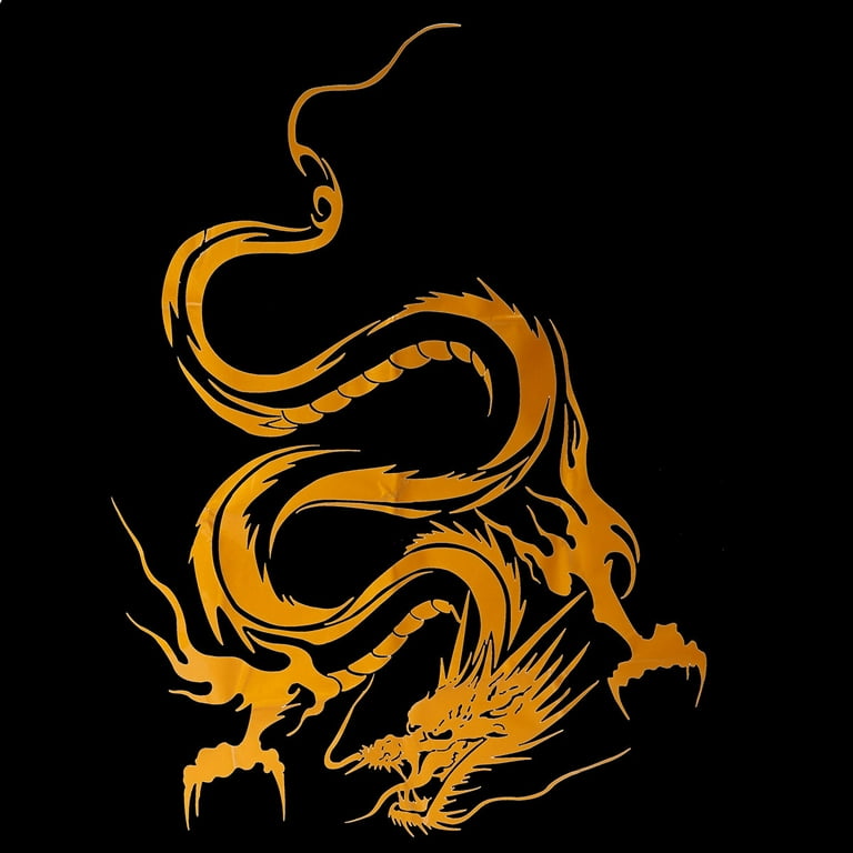 Reflective Dragon Totem Scratching Decals Car Stickers Full Body Car Head Styling Sticker Color:Black