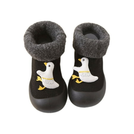 

Rockomi Baby Sock Shoes First Walker Floor Slippers Rubber Sole Socks Toddler Comfort Casual Home Shoe Breathable Prewalker Slipper Black 4.5C
