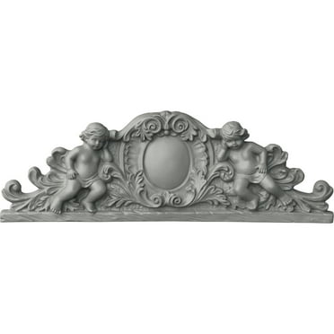 Ekena Millwork 28 1/2"W x 9 5/8"H x 2 3/4"P Scroll Angel Center with Scrolls
