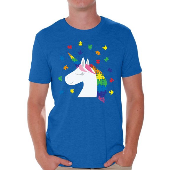 Awkward Styles Puzzle Unicorn Autism Shirt for Men Autism Awareness Puzzle Shirt Men Autism Awareness Shirts Men's Autism T Shirt Autism Awareness Gifts for Him Autistic Pride Gifts