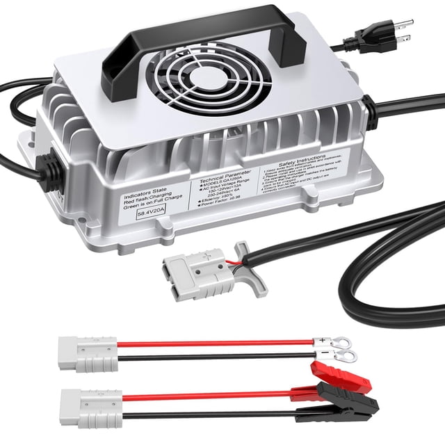 Cargador de Batería Xnvua 58.4V 20A LiFePO4 48V