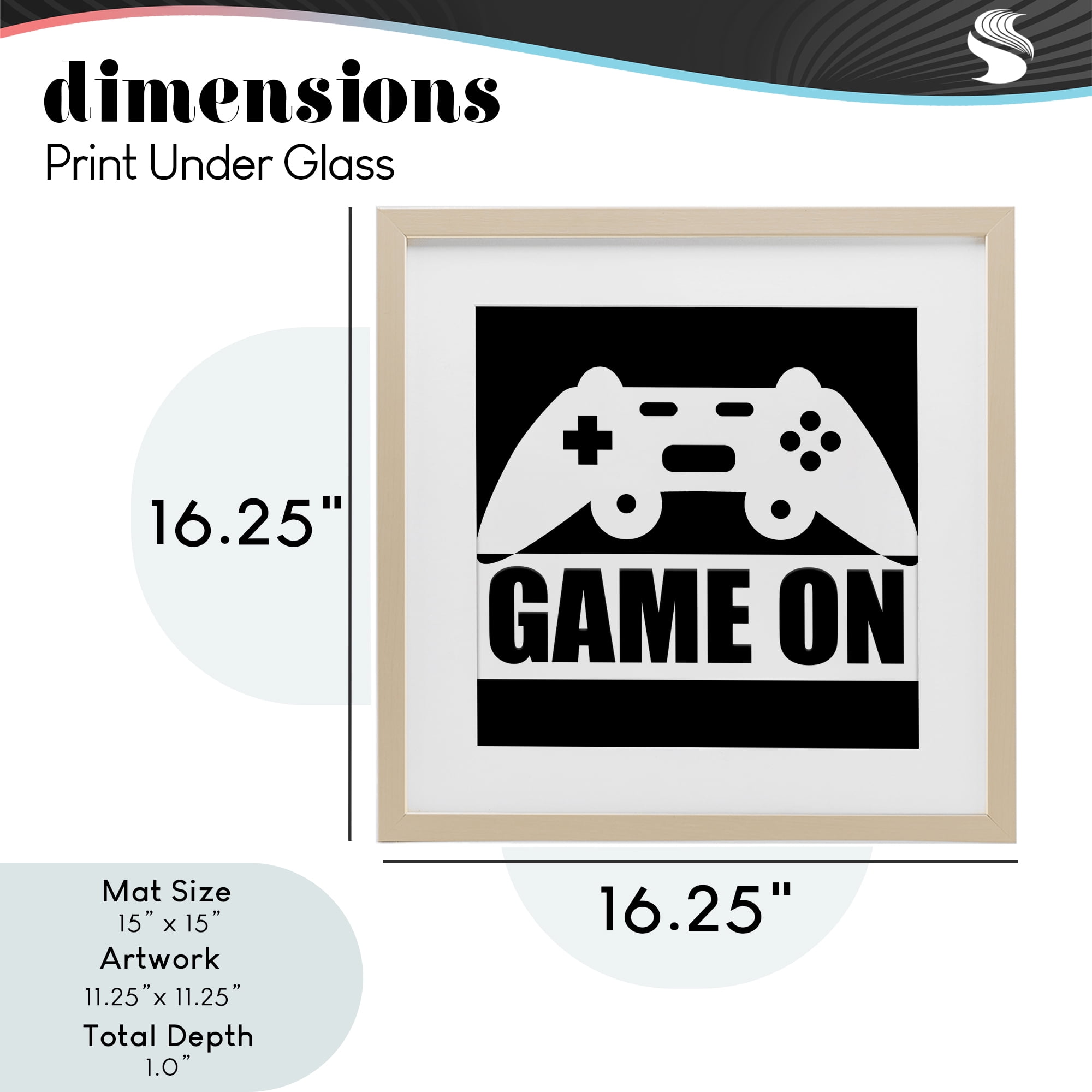 Game On Retro Black & White Birch Framed Print Under Glass, design by Kim Allen