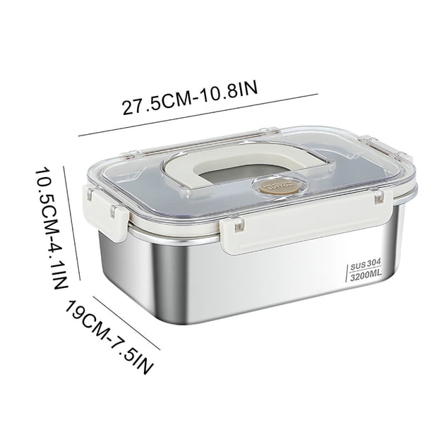 Pisexur Batería de cocina Fiambrera de acero inoxidable 304 con recipiente hermético para conservar la frescura, ideal para frutas y verduras. para la cocina del hogar